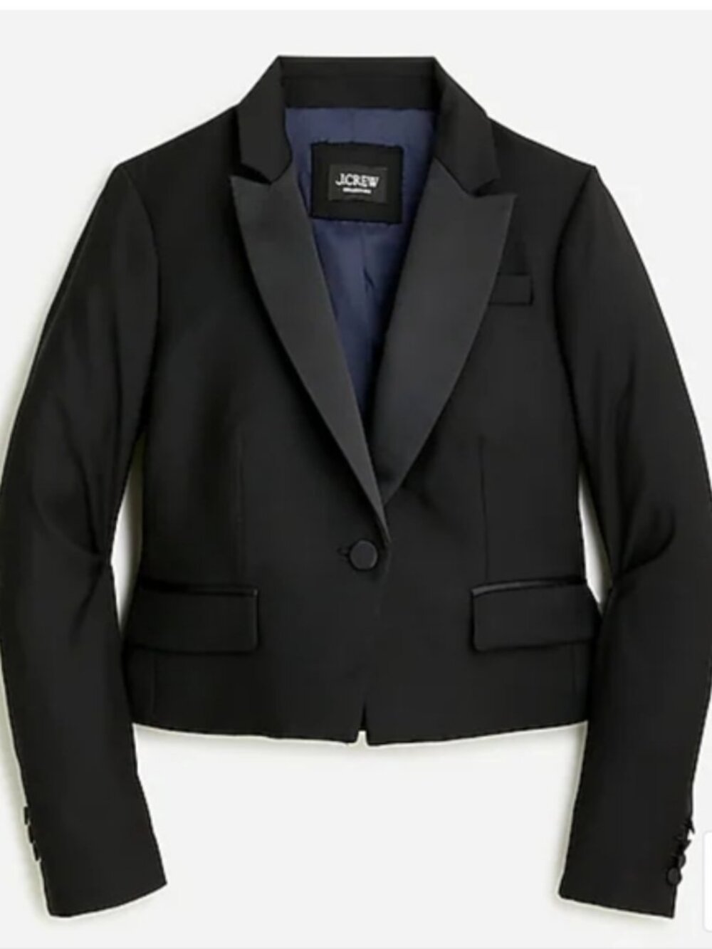 J. Crew Collection Cropped Blazer in Italian Tuxedo 100% Wool, Size 4, NWT!